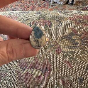 Teardrop Azurite Stone Ring with 925 Silver Band. New with tag